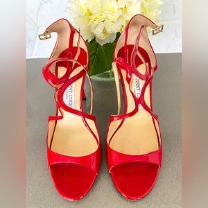 Jimmy Choo
Women's Red Lang Patent Strappy Sandal 39.5